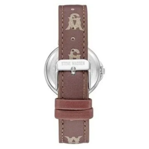 Steve Madden SM-1023BNBN Brown Logo Monogram Watch NWT w/ Box - Picture 3 of 7